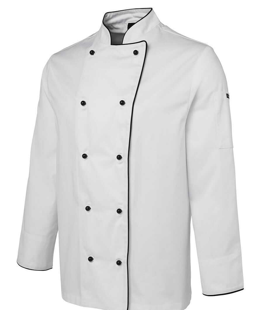 chef jacket white color with black piping