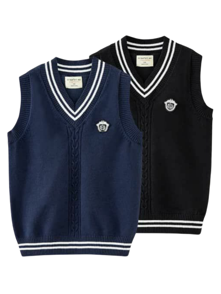unisex school sweater vest with stripes