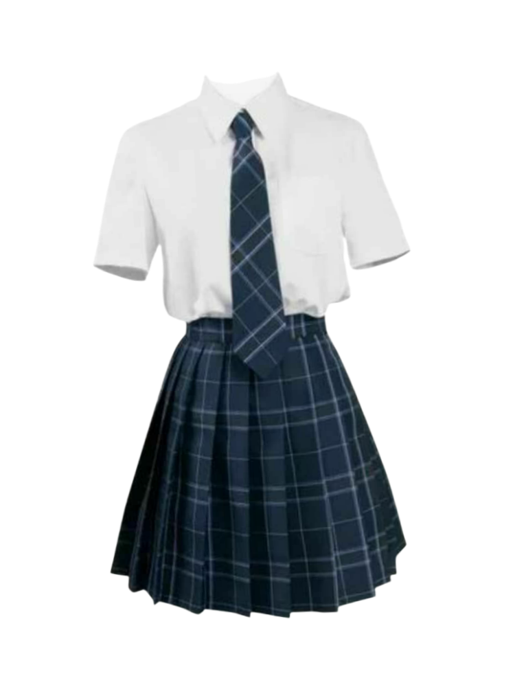 classic plaid school uniform set (shirt, skirt & tie)