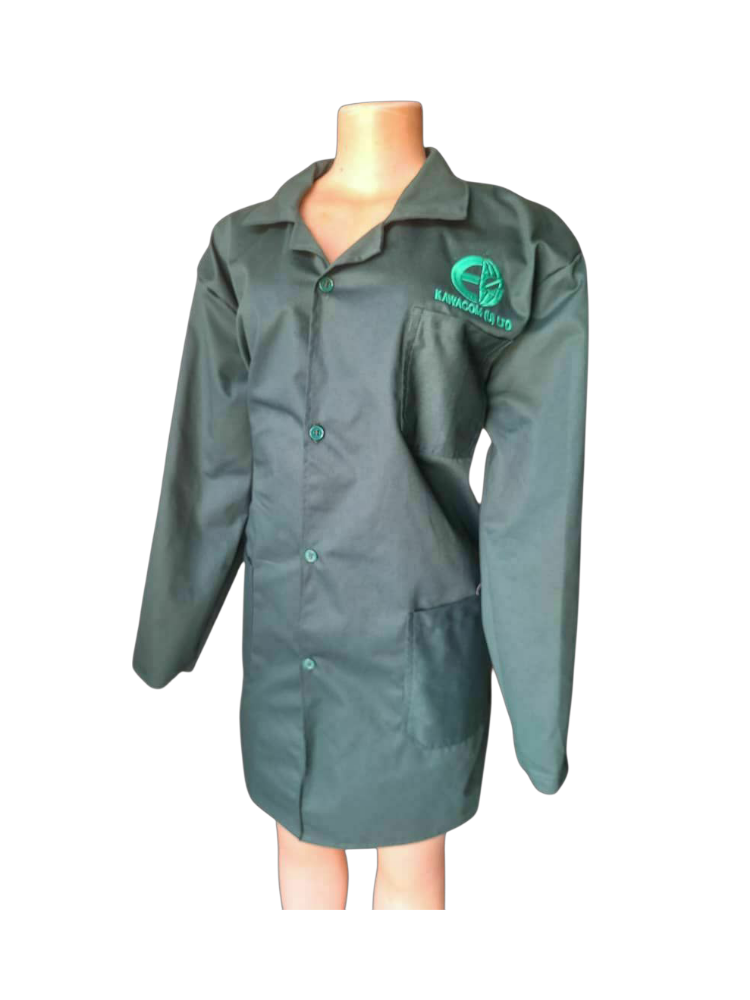 unisex long sleeved work coat (dark green)