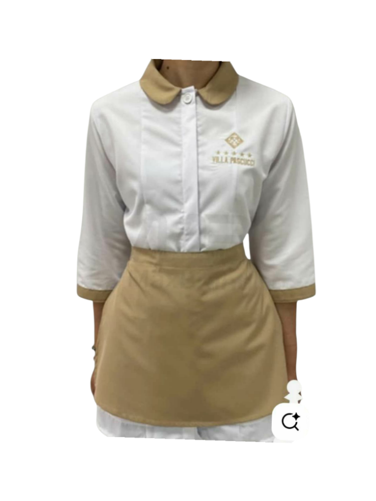 service uniform with pleated blouse and three quarter sleeves