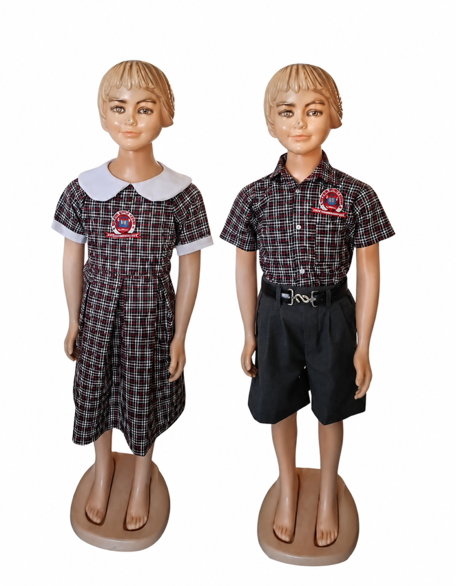 Home signature maroon checkered primary school uniform set